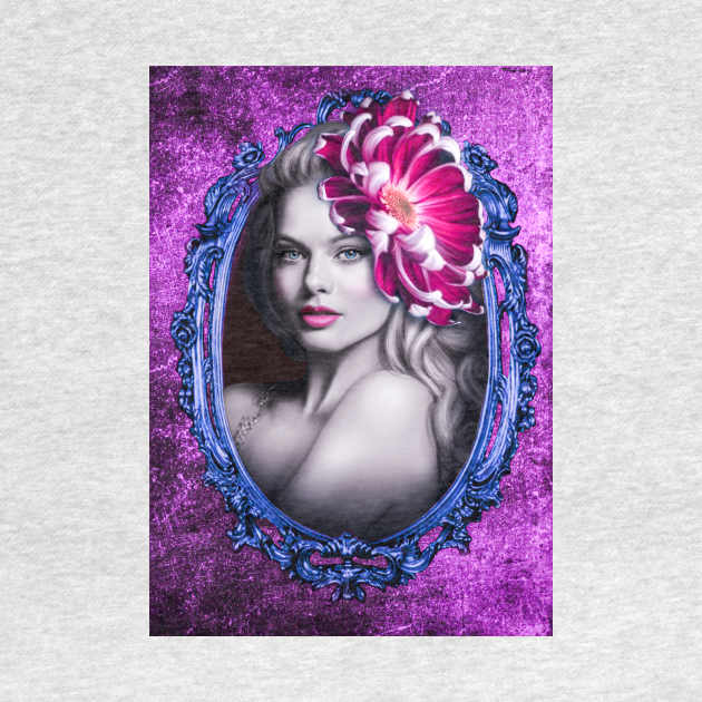 Vivid Fucsia Gorgeous girl Floral Artwork by Relaxing Art Shop